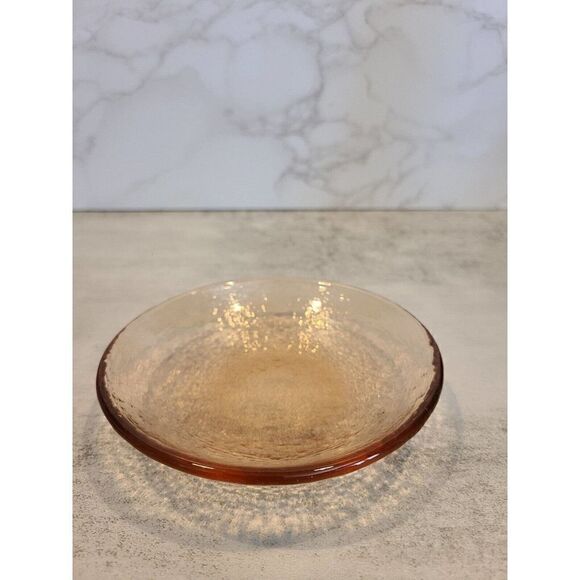 Fire & Light Recycled Art Glass COPPER Orange Dipping Dish Bowl 4 ¾ EUC Bubble - Picture 3 of 9